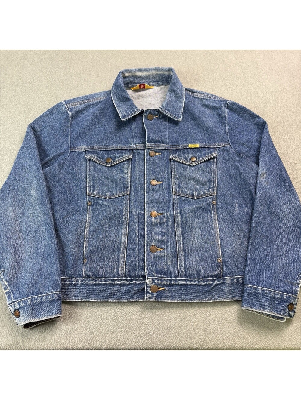 Vintage 70s 80s Rustler Denim Jean Trucker Jacket Size XL Blue
